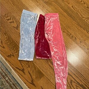 Crewcuts Velvet Kids Leggings - Light Blue, Burgundy, Coral